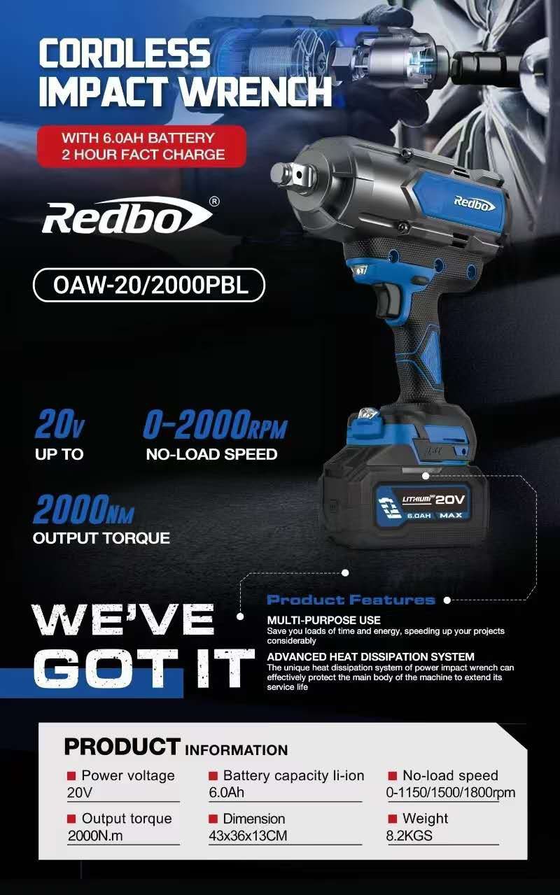 Акумуляторний гайковерт REDBO OAW-20/2000PBL - Зображення 3