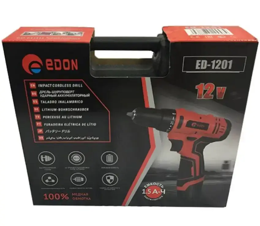 Дриль-шуруповерт акумуляторний Edon ED-1201 - Зображення 5