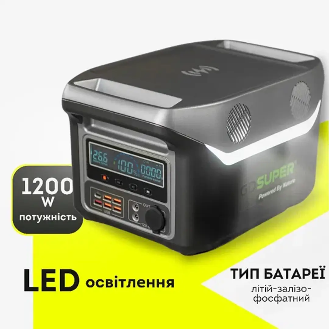 Портативна електростанція GDsuper GD-HL-1200W-24В - Зображення 4